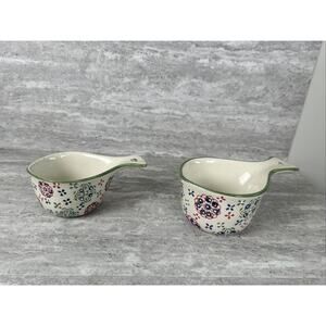TWO Stoneware Measuring cups (1/2 cup, 1 cup) Pfaltzgraff‎ Stoneware Floral
